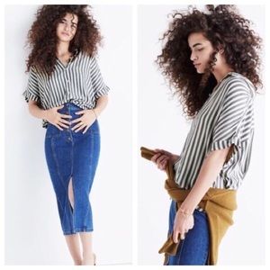 Madewell Central shirt in gray stripe size XS